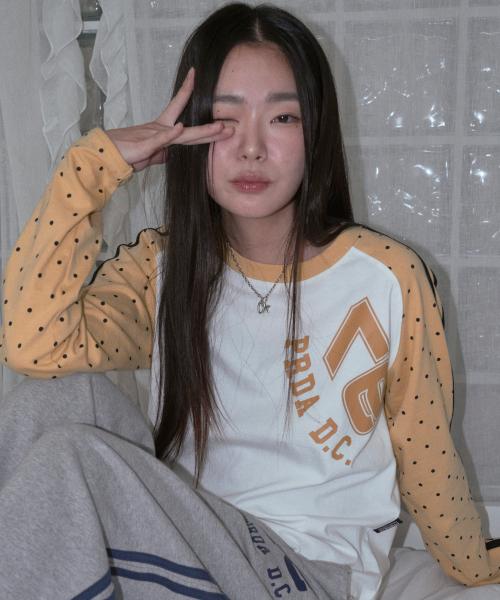 97 PDC LOGO COLORING DOT RAGLAN LONG SLEEVE WHITE