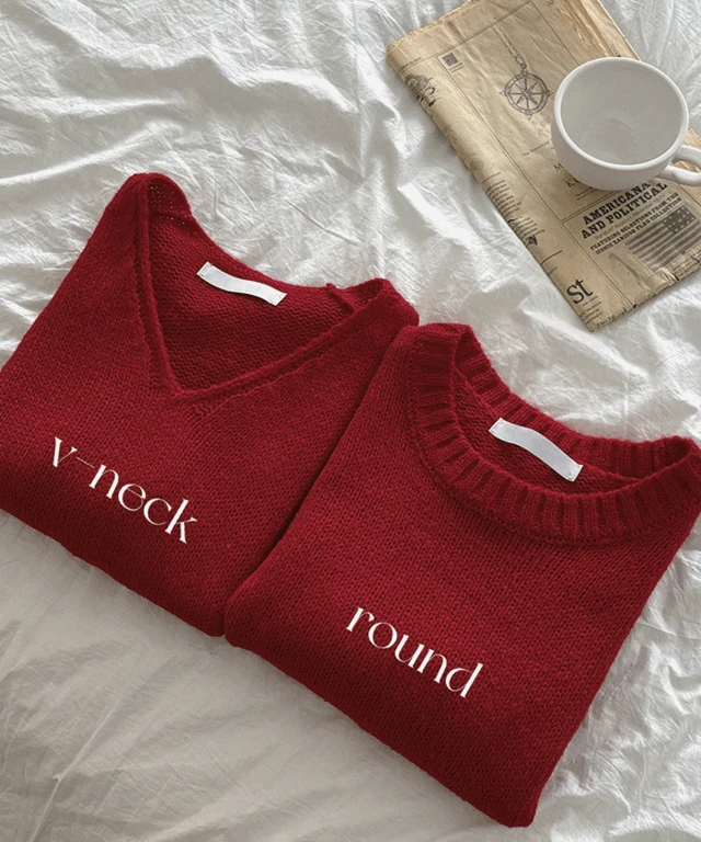 [2type/spring🌸]다니 라운드/브이넥 세미 크롭 퍼프 반팔 니트 - 8color