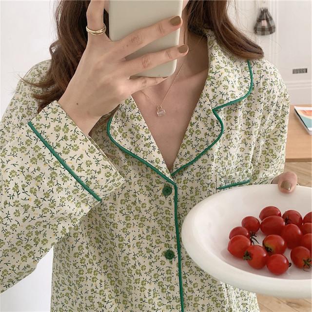 클로버 순면 긴팔 잠옷 세트  파자마 파티 생일 선물 홈웨어 신혼부부