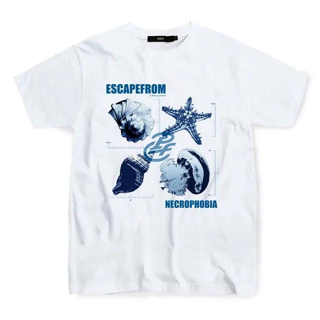 [깜짝쿠폰][~2/25까지] 블루 네크로포비아 프린트 티셔츠 화이트