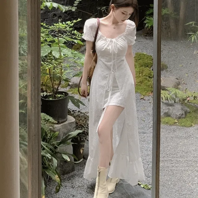 [레이어드가능/핏보장]  플라워 셔링 투웨이 원피스