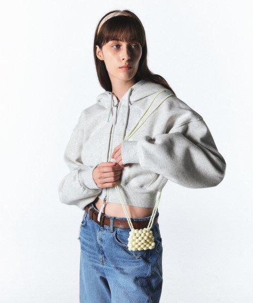 클래식 로고 크롭 후디_멜란지