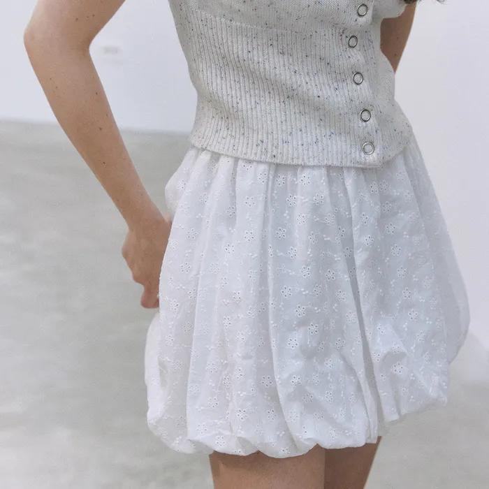 엘리 레이스 벌룬 펌킨 스커트 ( 화이트 )