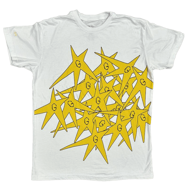 G Yellow Star Splatter White Tee - S