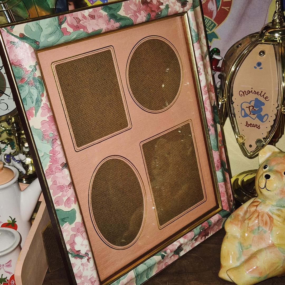 80s 일본 라돈나 데코파주 플로랄 우드 액자