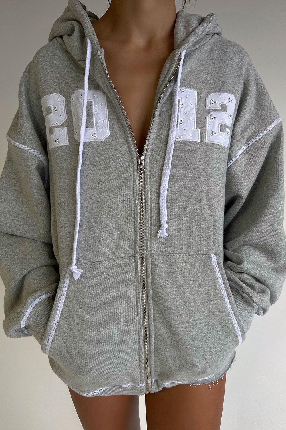 Slumber Zip Up Oversized Hoodie - Heather Grey - Heather Grey / OS