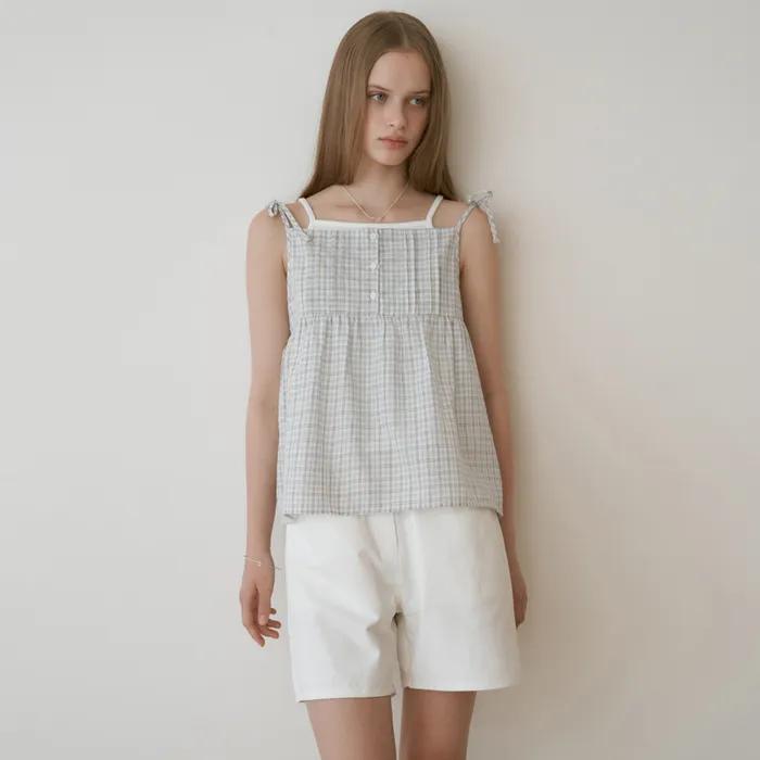 Cottage strap blouse (clear check)