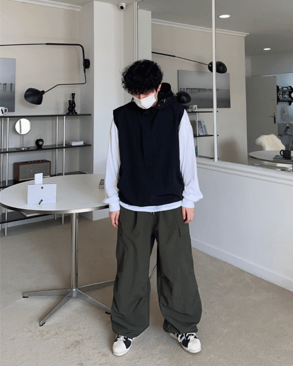 Roki nylon wide cargo pants (3color)
