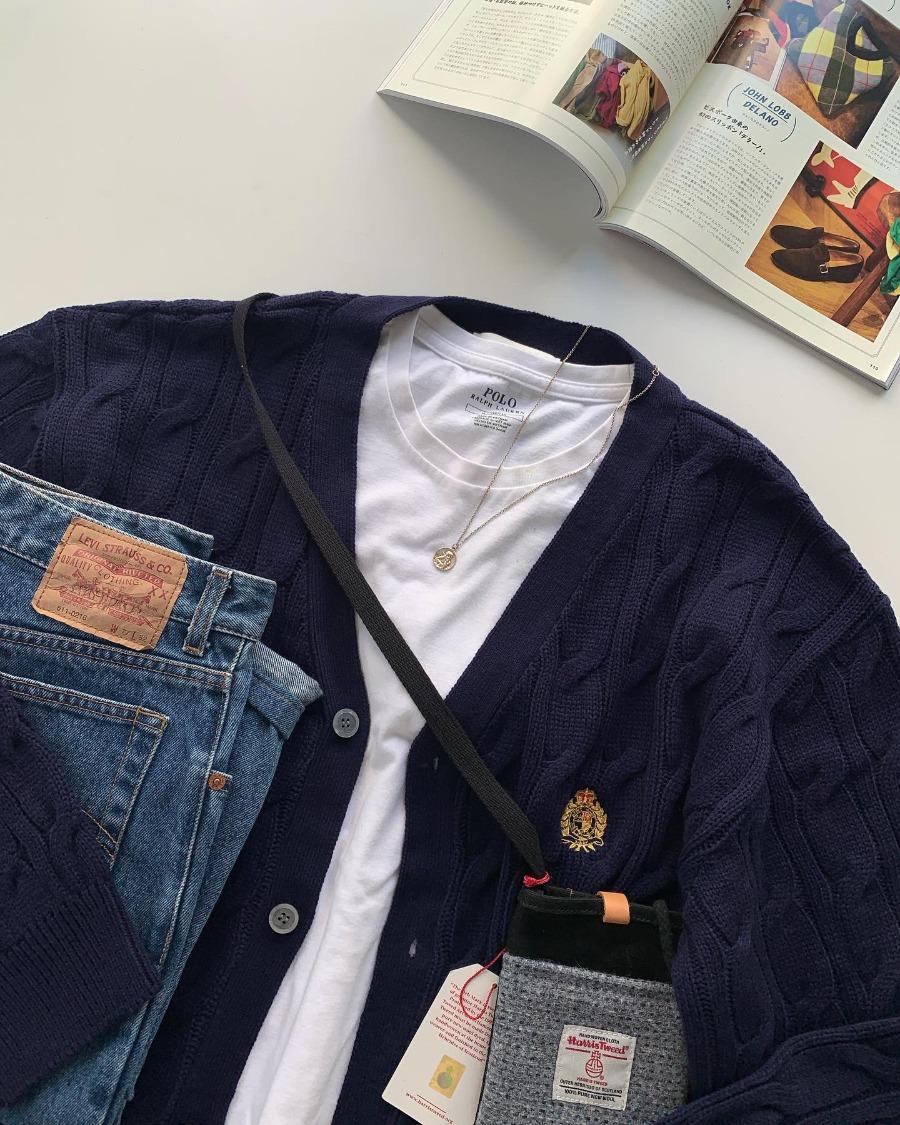 | NEW | VTG CROWN cable cardigan