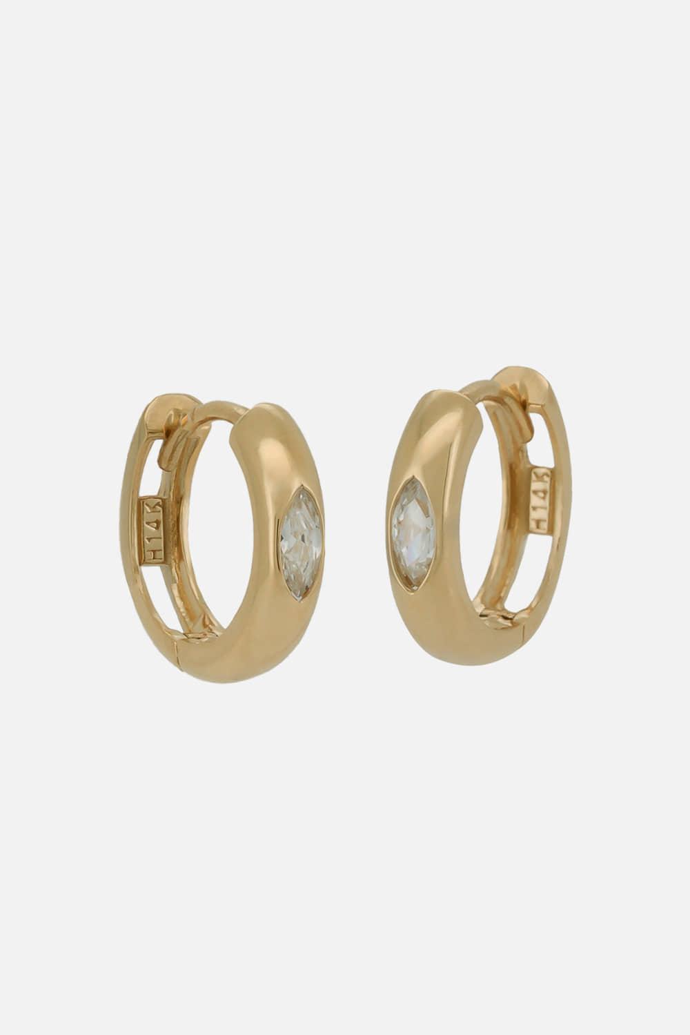 14k oval cubic one touch earrings (1pair)