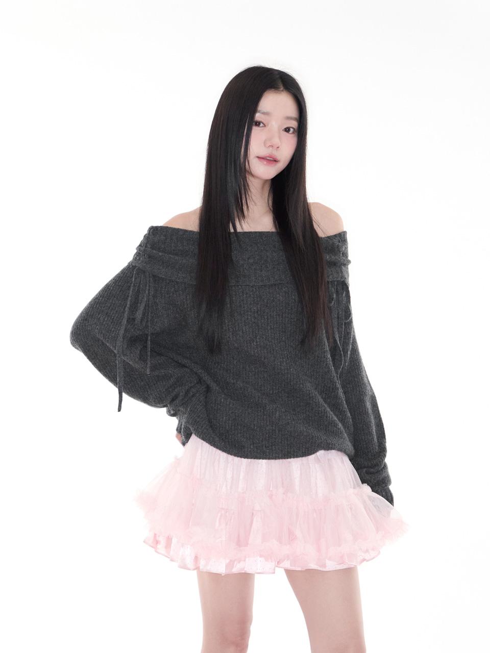 알키알카 [당일출발]Shirring Off-shoulder Knit (3colors)