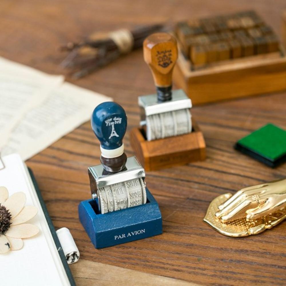 빈티지 회전 날짜 명판 도장 스탬프 다꾸 다이어리꾸미기