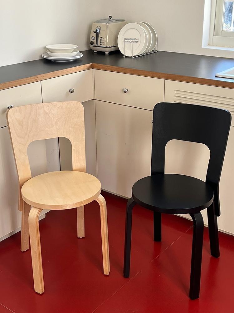 아르텍 체어 스툴 원목 다이닝 카페 식탁의자 artek chair 66