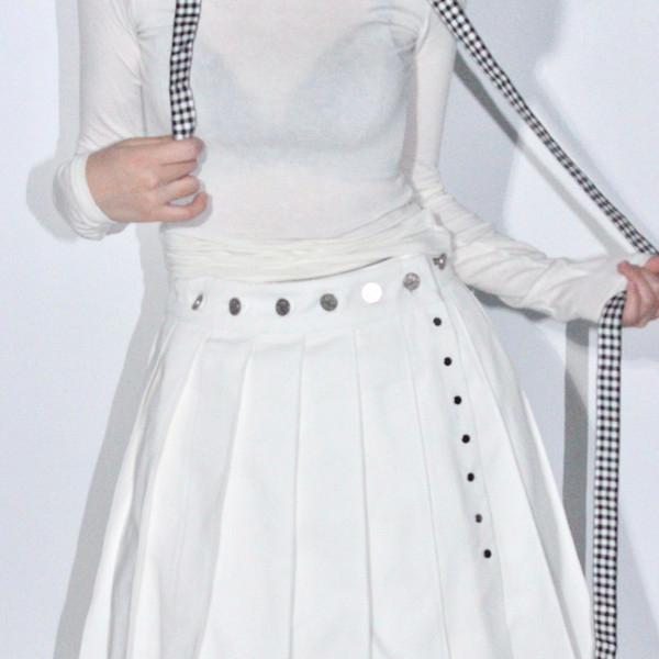 [pepe]cotton pleated wrap skirt (white)