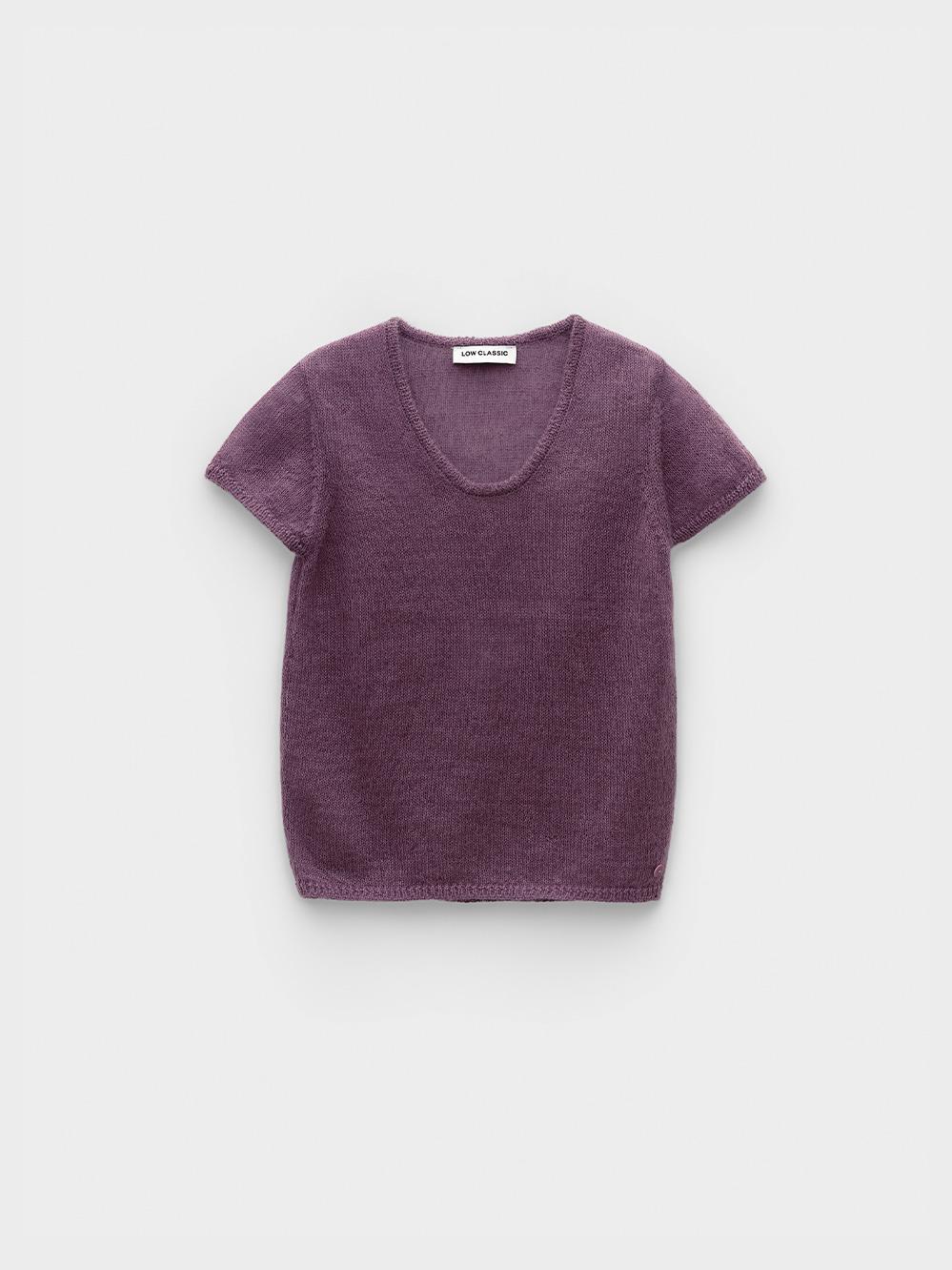 Short Sleeve Knit Top_Purple