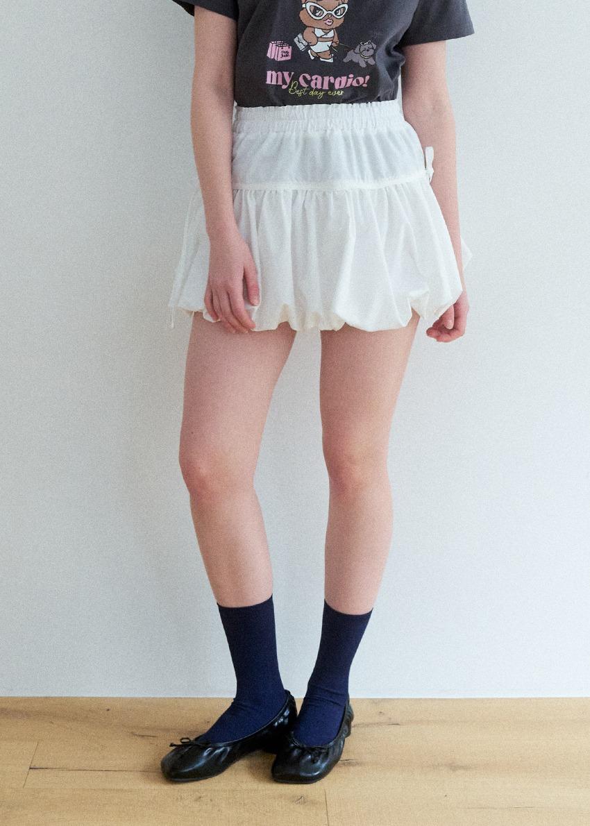 Volume ribbon skirt white
