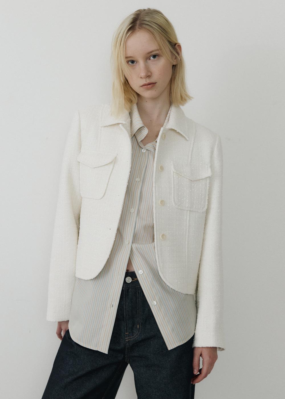 Short tweed jacket (ivory)