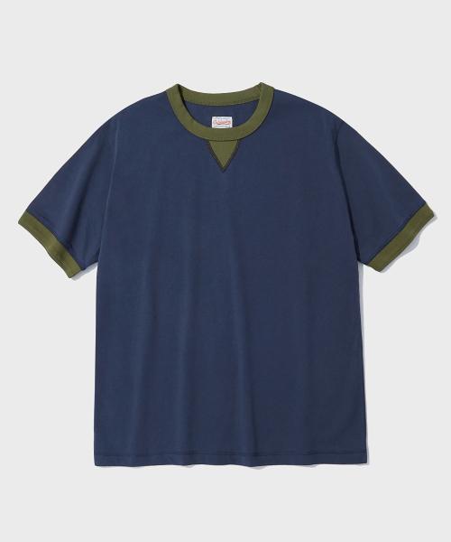 RINGER T-SHIRT_NAVY/OLIVE