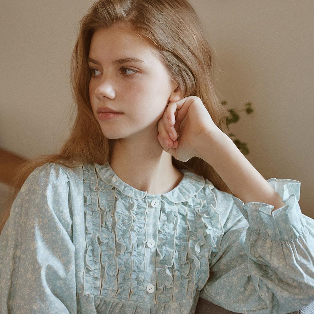 실비에 긴팔 원피스 빈티지블루 (40수)