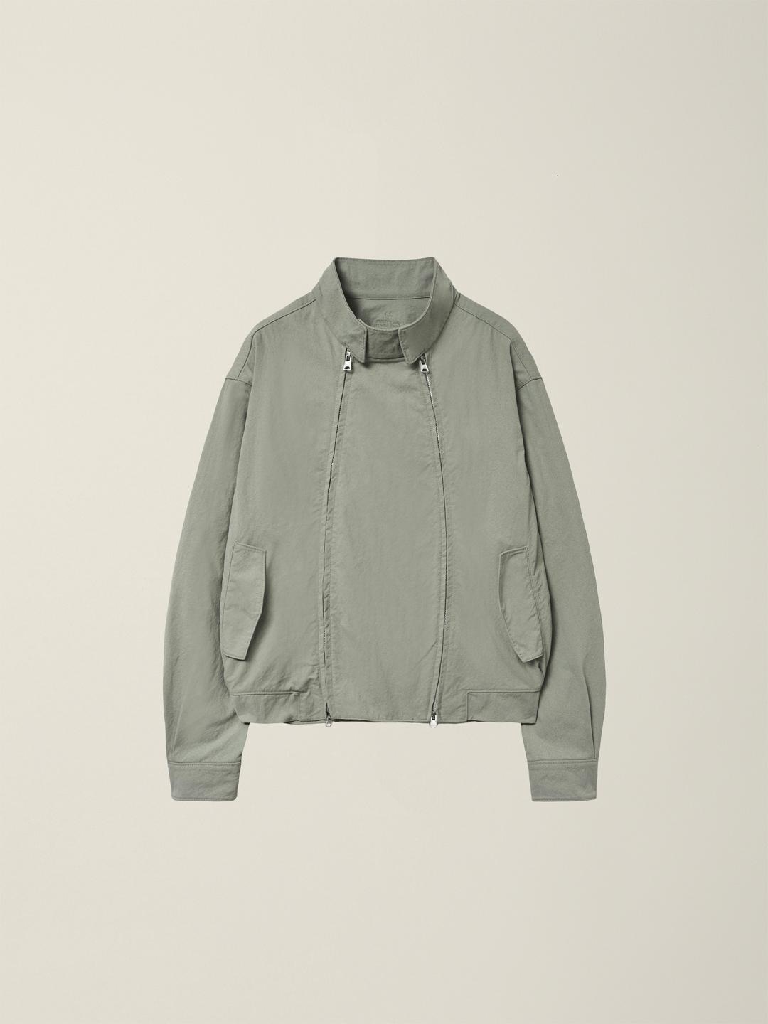 DOUBLE ZIP HARRINGTON JACKET   GREYISH GREEN