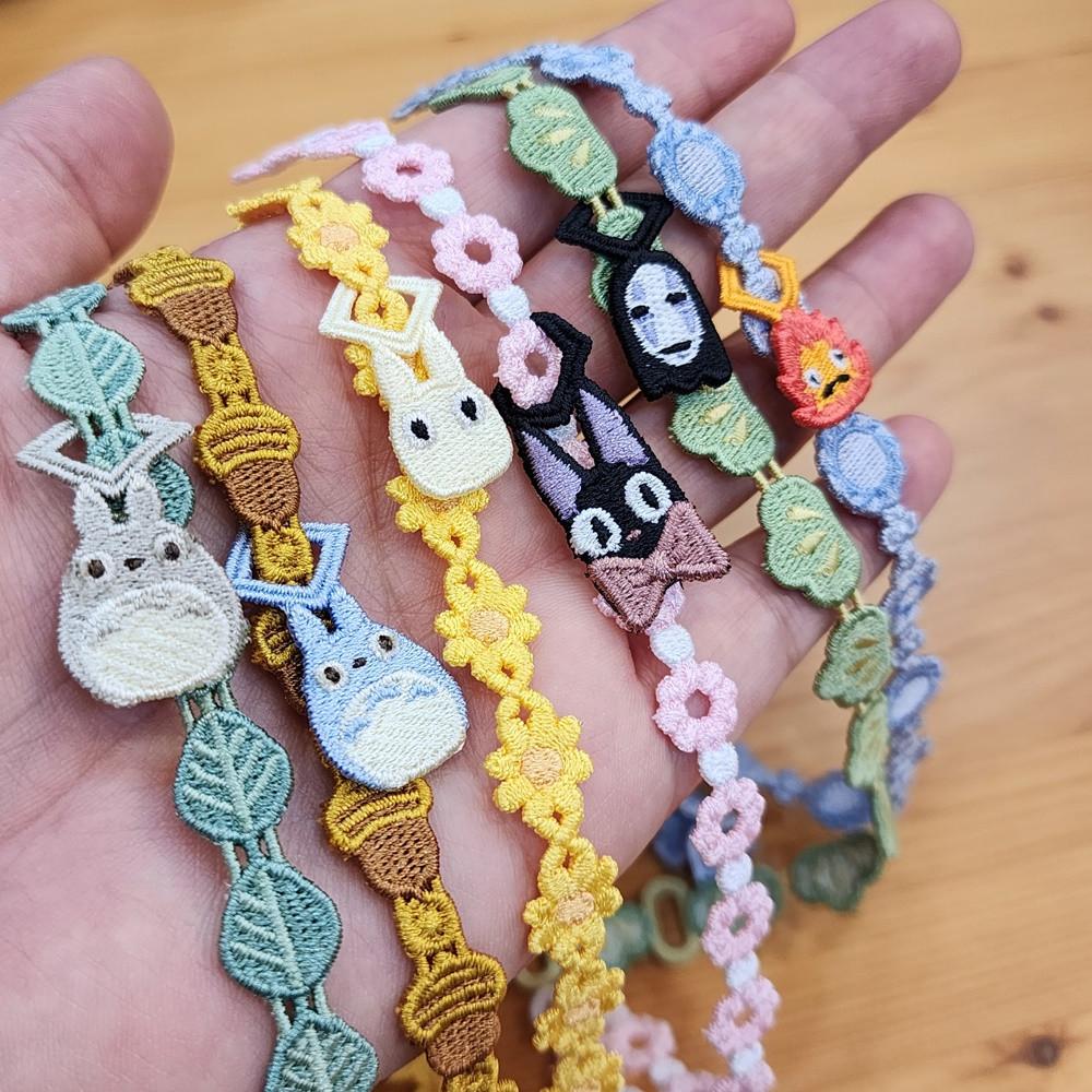 일본 지브리 캐릭터 토토로 마녀배달부 가오나시 캘시퍼 커플 레이스 장식 팔찌