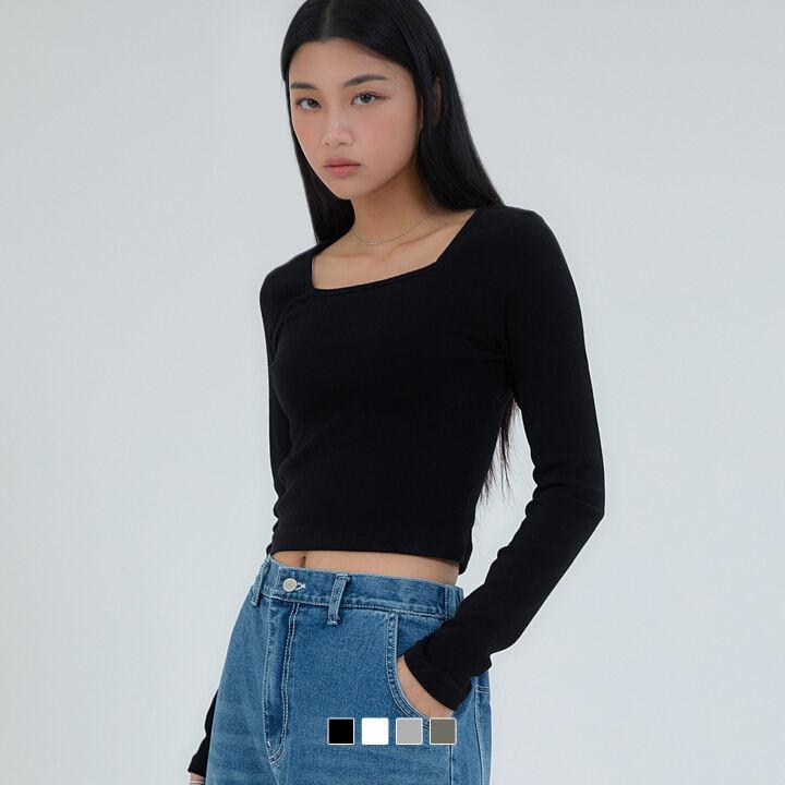 스퀘어넥 긴팔 티셔츠 6color