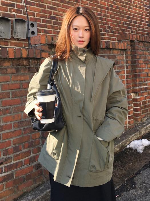 쿠쉬 포켓 집업 하프 점퍼 [KHAKI]