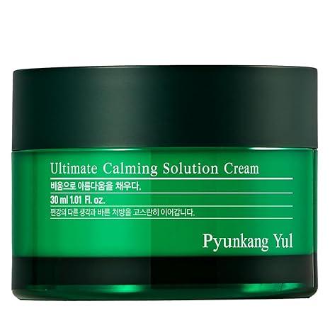 Pyunkang Yul Ultimate Calming Solution Cream with Squalane, Shea Butter, Ceramides, Tea Tree, CICA, Hyaluronic acid, Honeysuckle to Soothe, Deep Moist, Hydrate Dry, Sensitive Facial Skin, 1.01fl.oz.
