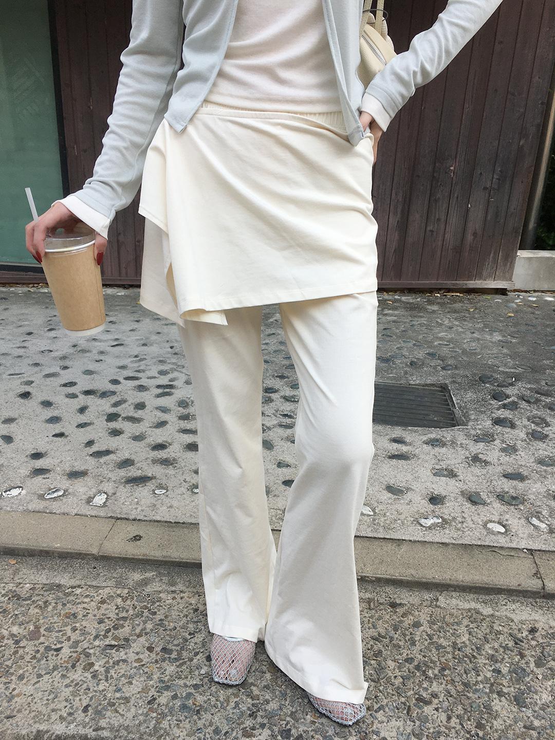 허니 랩스커트 부츠컷 밴딩 팬츠 (3color) 여성 ss 얇은소재 레이어드 스커트팬츠 치마바지 핏대박 날씬핏 꾸안꾸룩