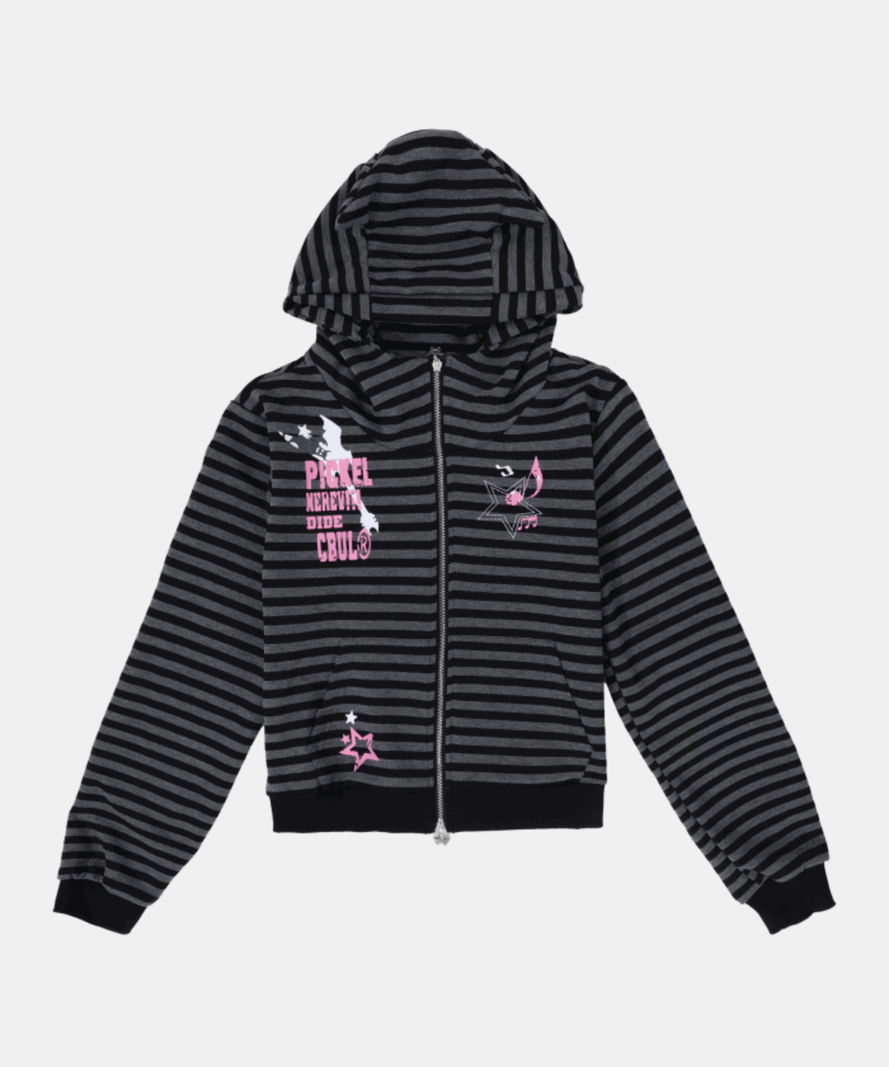 [2color]키치 스트라이프 후드 집업