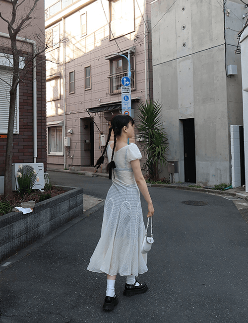 bias puff  see through dress(2colours!)