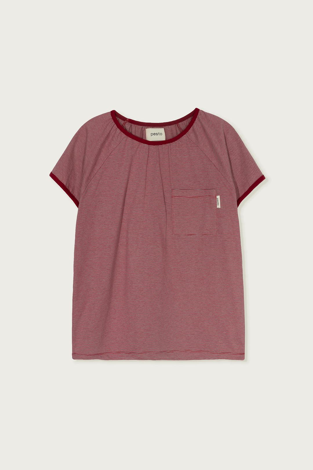 SHIRRING POCKET T-SHIRT APPLE