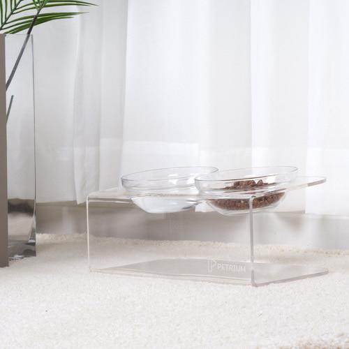 아크릴 펫테이블 2구 투명식기