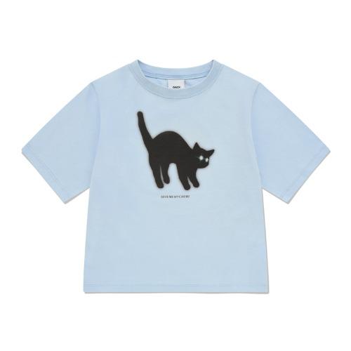 [2차 리오더] Chuck Greedy Cat Regular Fit T-Shirt, Sky Blue