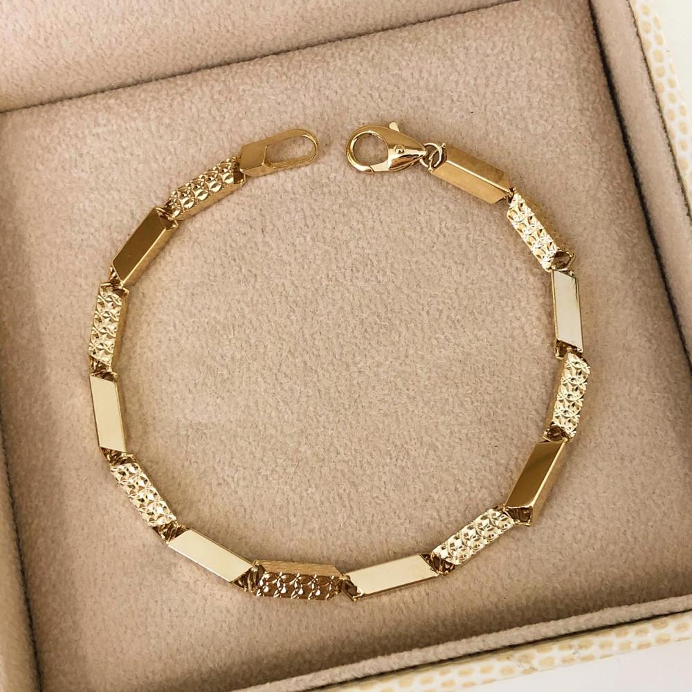 18K 14K 베이직 대나무 컷팅 할로우 팔찌 / 갓성비 남여공용 커플금팔찌