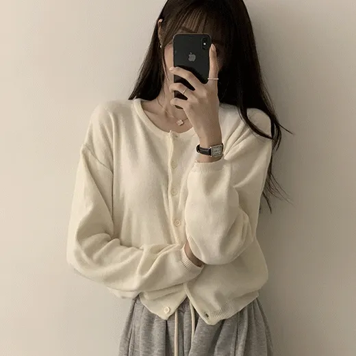 [인생핏!/캐시미어] 찾았다 내 인생 가디건, 태리 라운드 버튼 긴팔 오버핏 무지 데일리 세미 크롭 니트 가을 가디건 6color