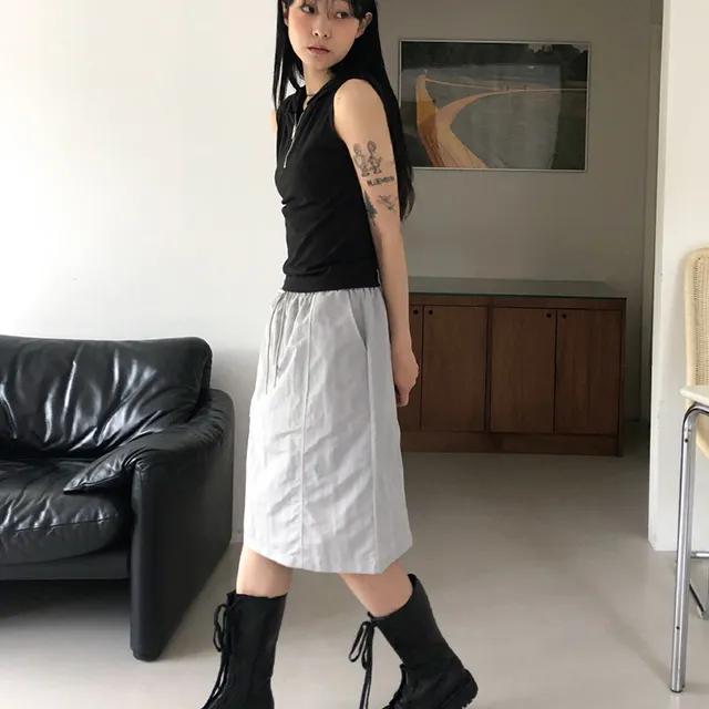 nylon midi skirt 2 color