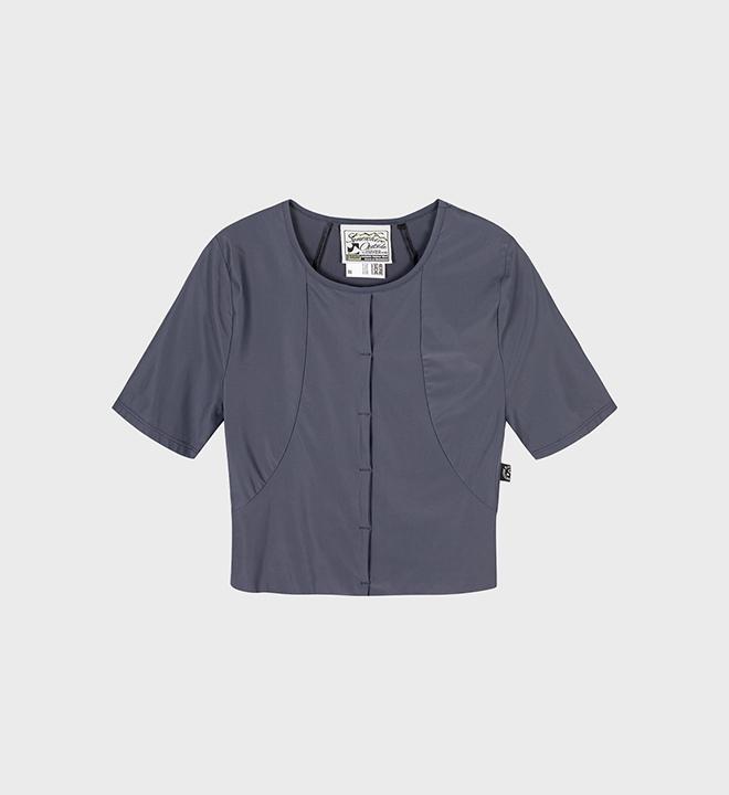 Cropped Cutout Yoga Top (Charcoal)