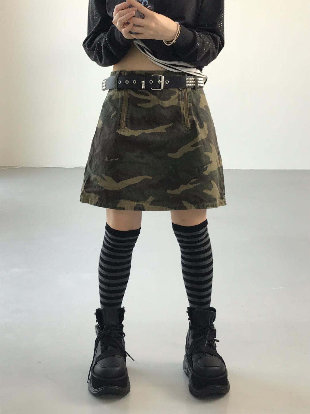 Candy Stripper Camo Mini Skirts