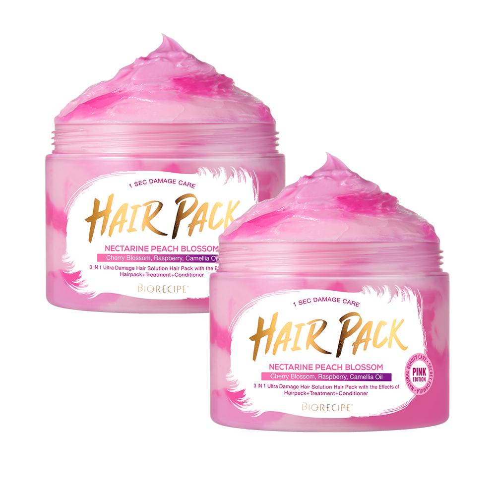바이오레시피 고농축 단백질케어 마블헤어팩 핑크에디션 1초 극손상모 헤어팩 대용량 300g+300g