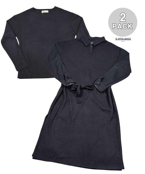 시밀러 니트 세트 (블랙)_FREE