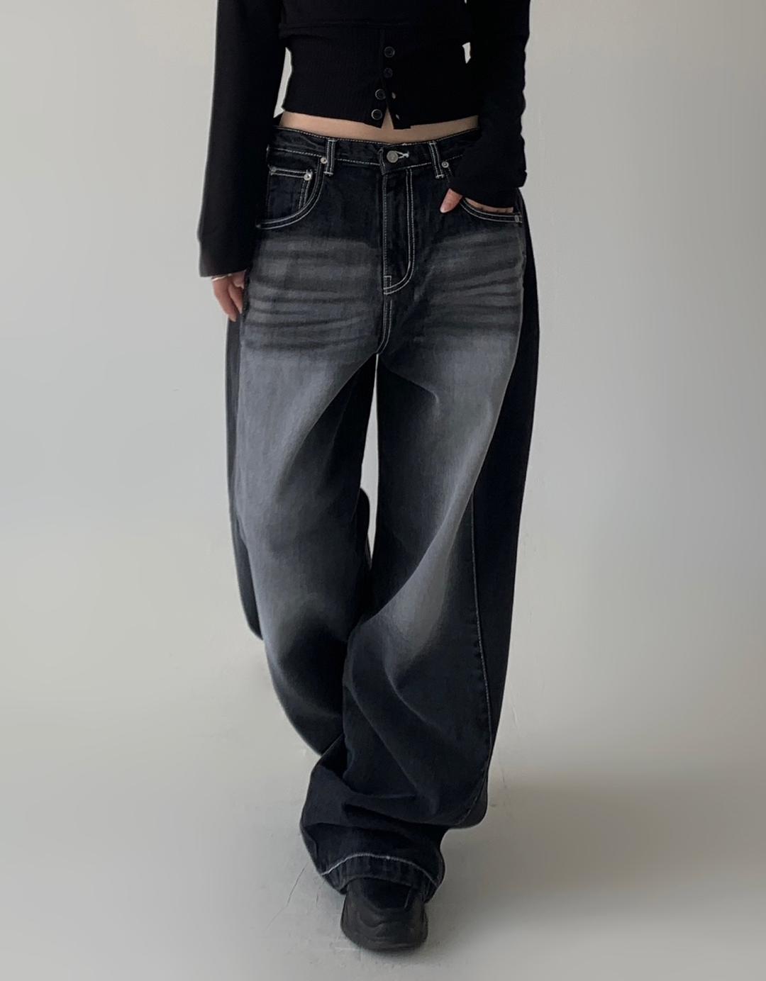 [Unisex] 스냅 워싱 와이드 데님 (2 colors)