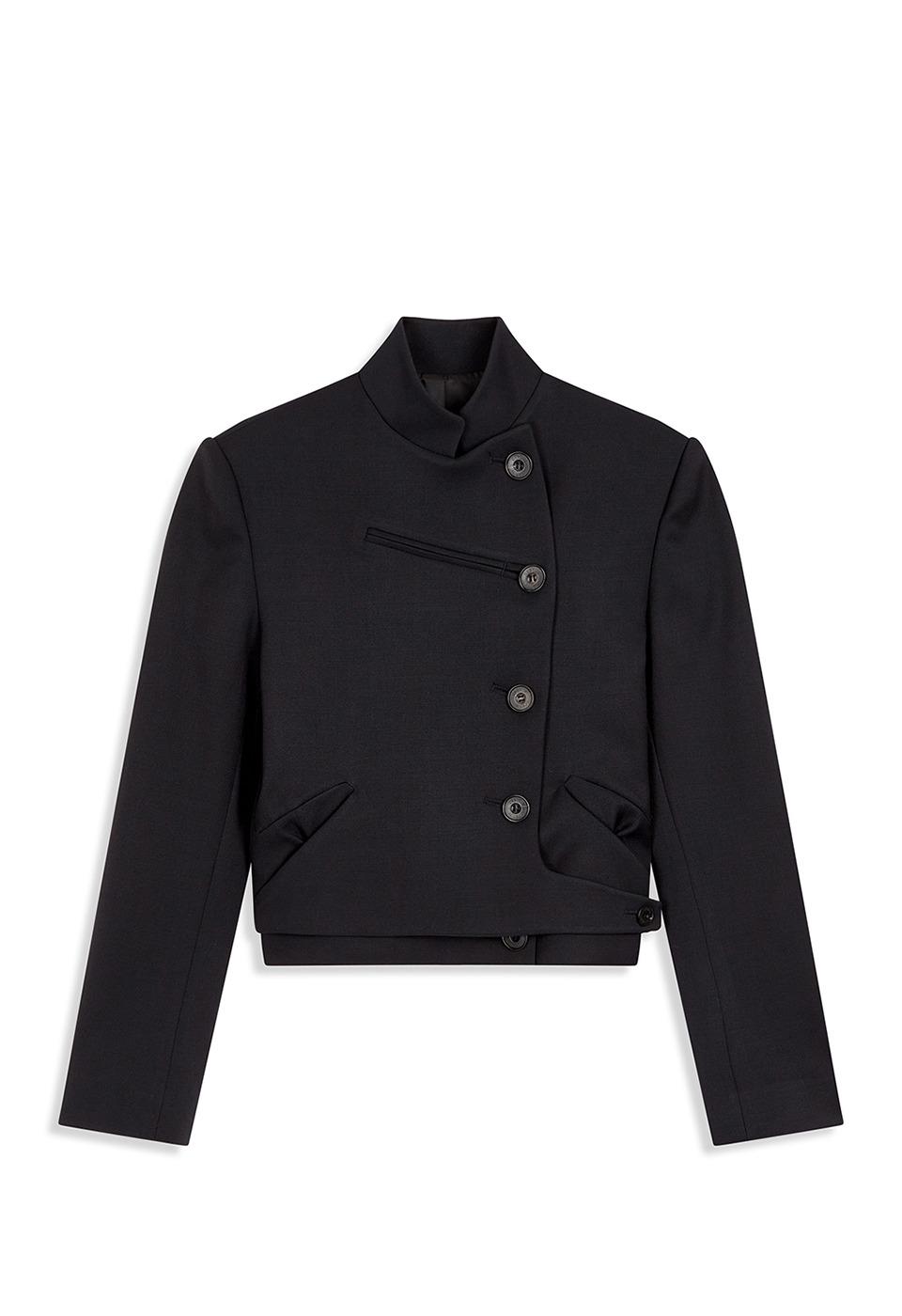 WOOL DOUBLE-BREASTED BLAZER, BLACK