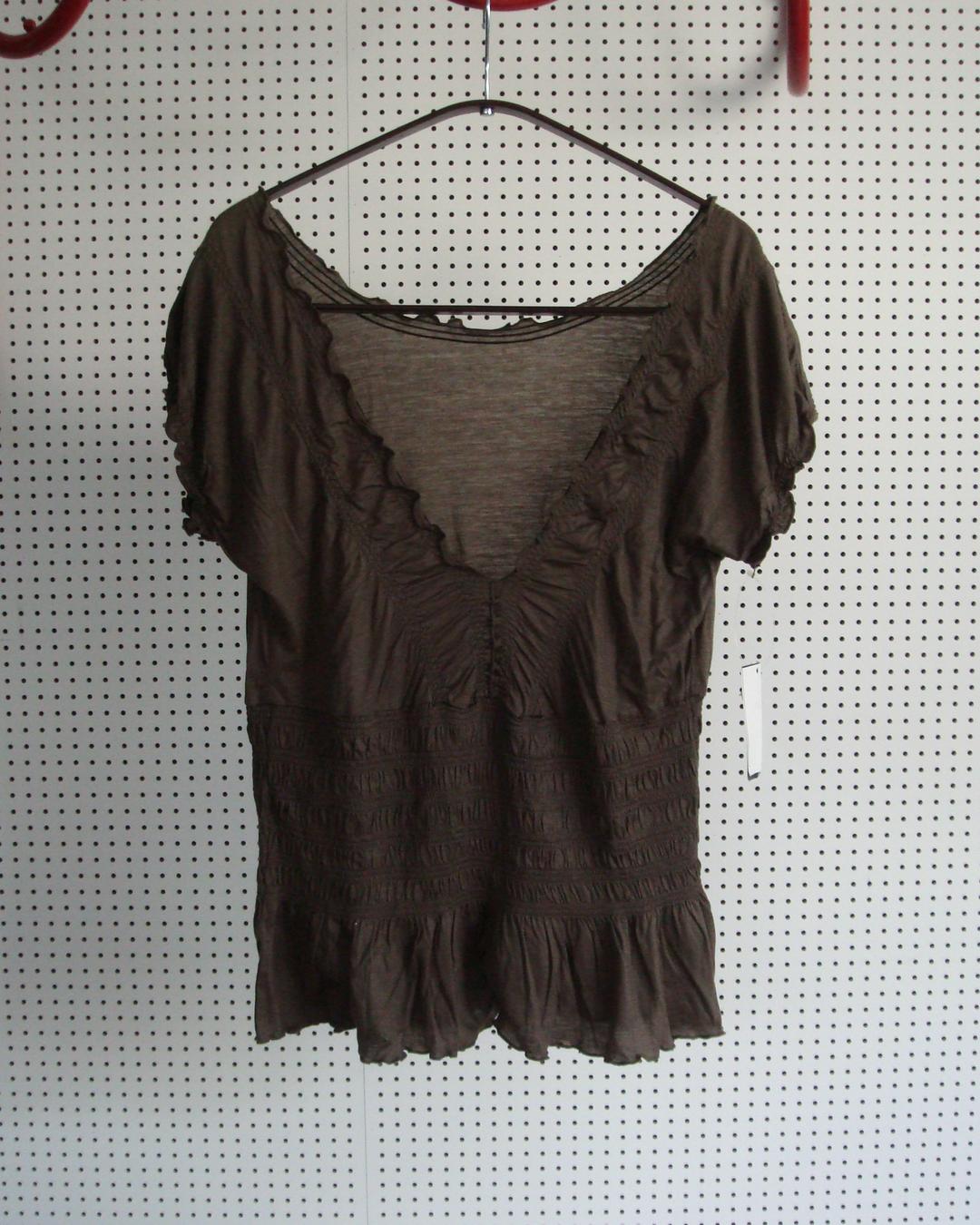 DKNY smocking v-neck blouse