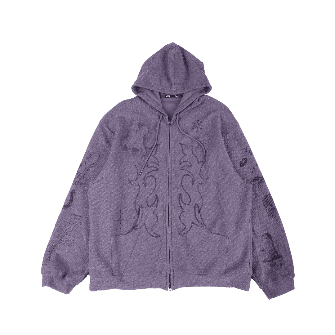 Rodeo Hoodie Zip Up Light Purple