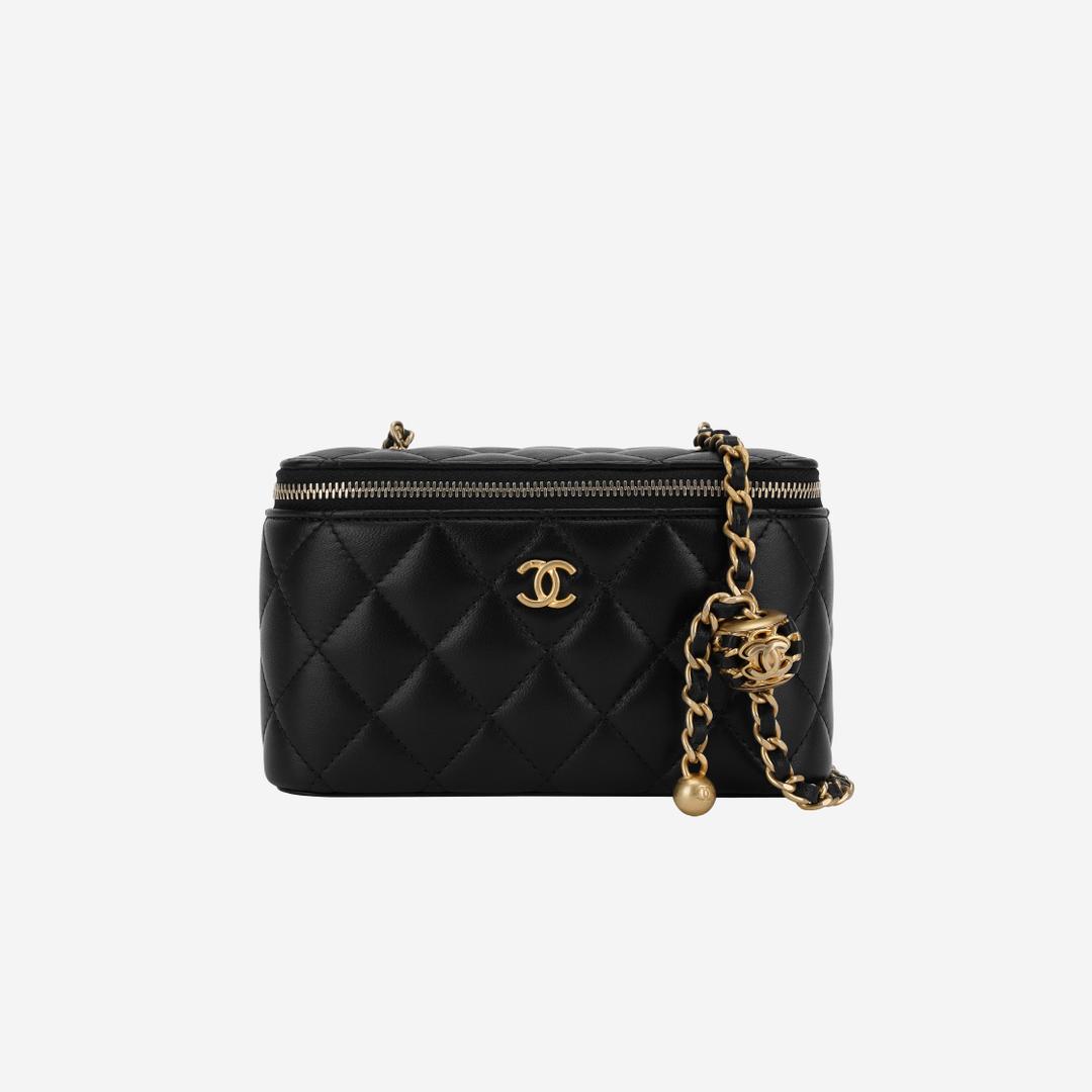 Chanel Vanity with Chain Lambskin & Gold Black