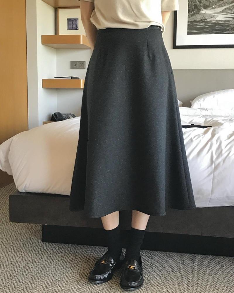 버베인 세인트 울 플레어 스커트 따뜻한 A라인 롱sk(2color)