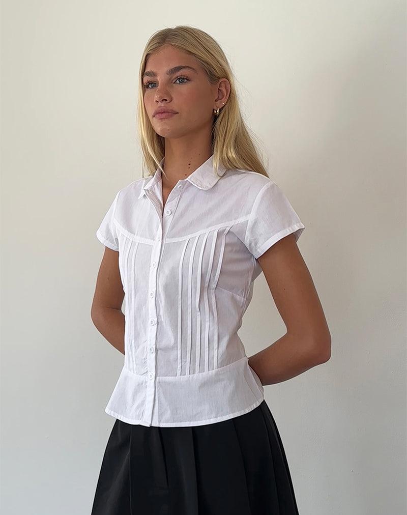 Wilmot Blouse in White Poplin - XXS