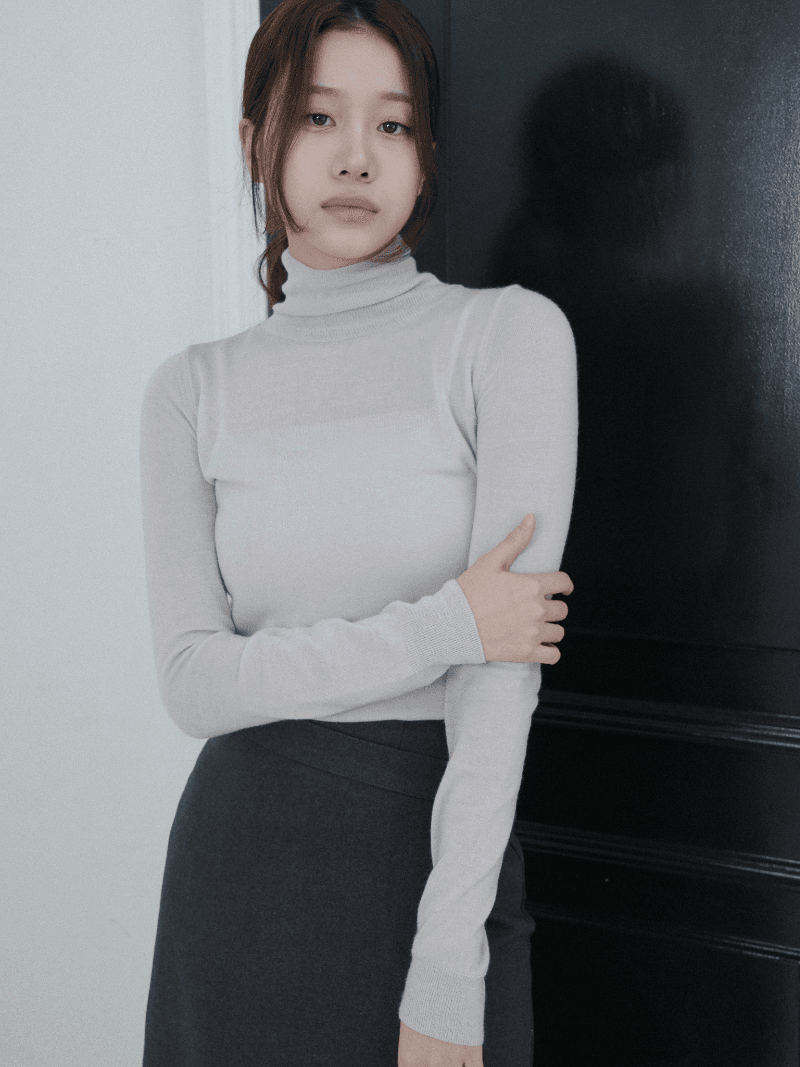 [Nouarté] 빈트 시스루 폴라 니트 (그레이)