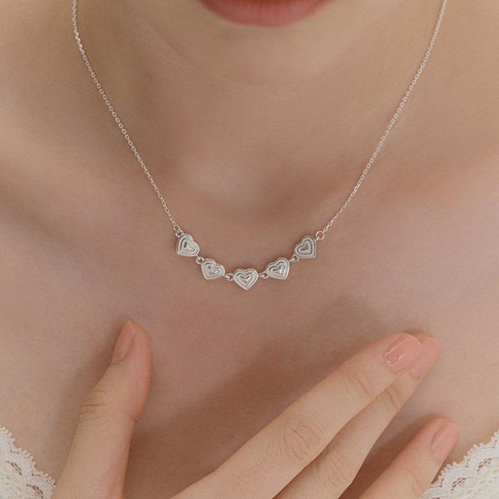 [윈터착용] 925실버 키치 하트퍼프걸 투톤 목걸이